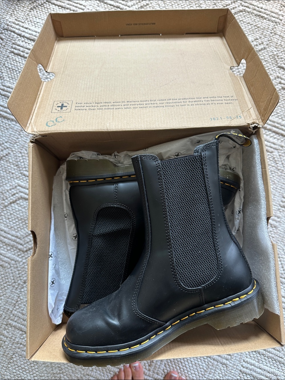 Dr. Martens Black Leather Chukka Boots with Yellow Stitching